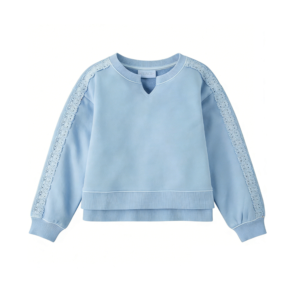 Sudadera polar premium de encaje crochet para niñas