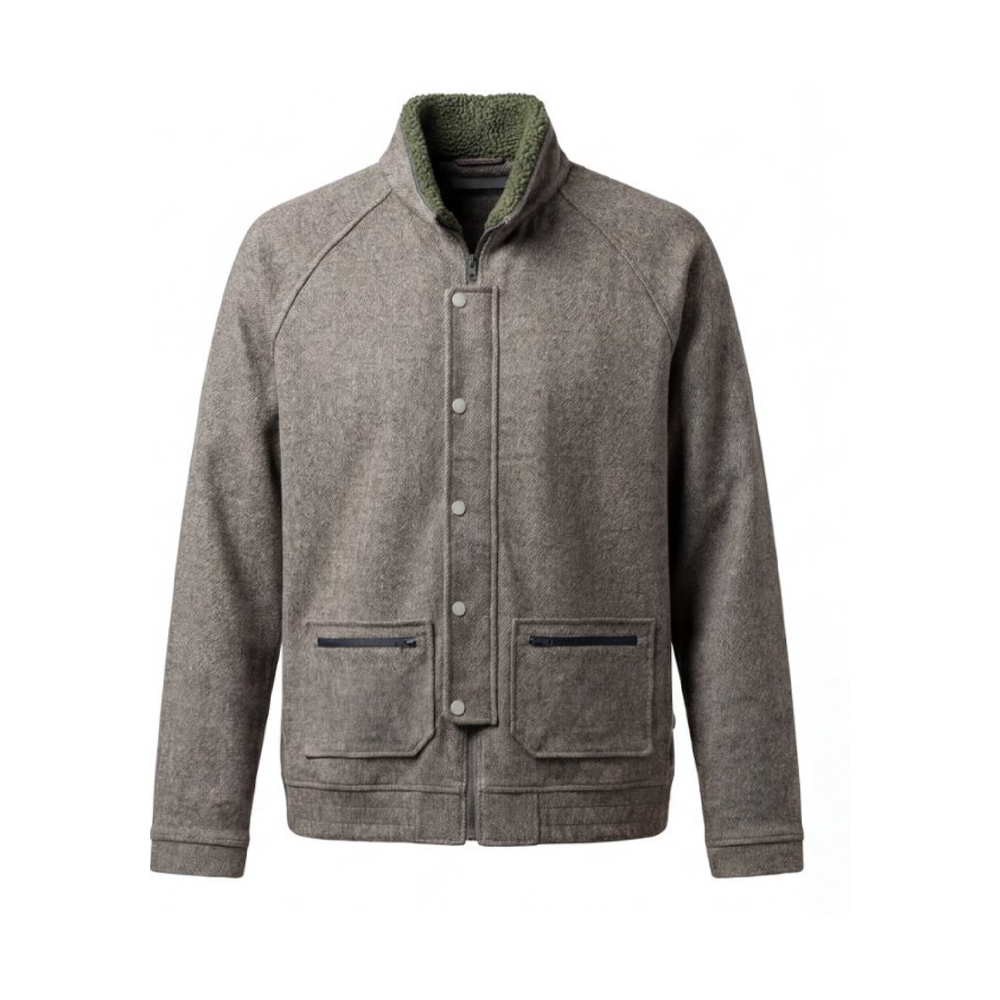 Chaqueta abrigada con forro sherpa y concha de lana para hombre