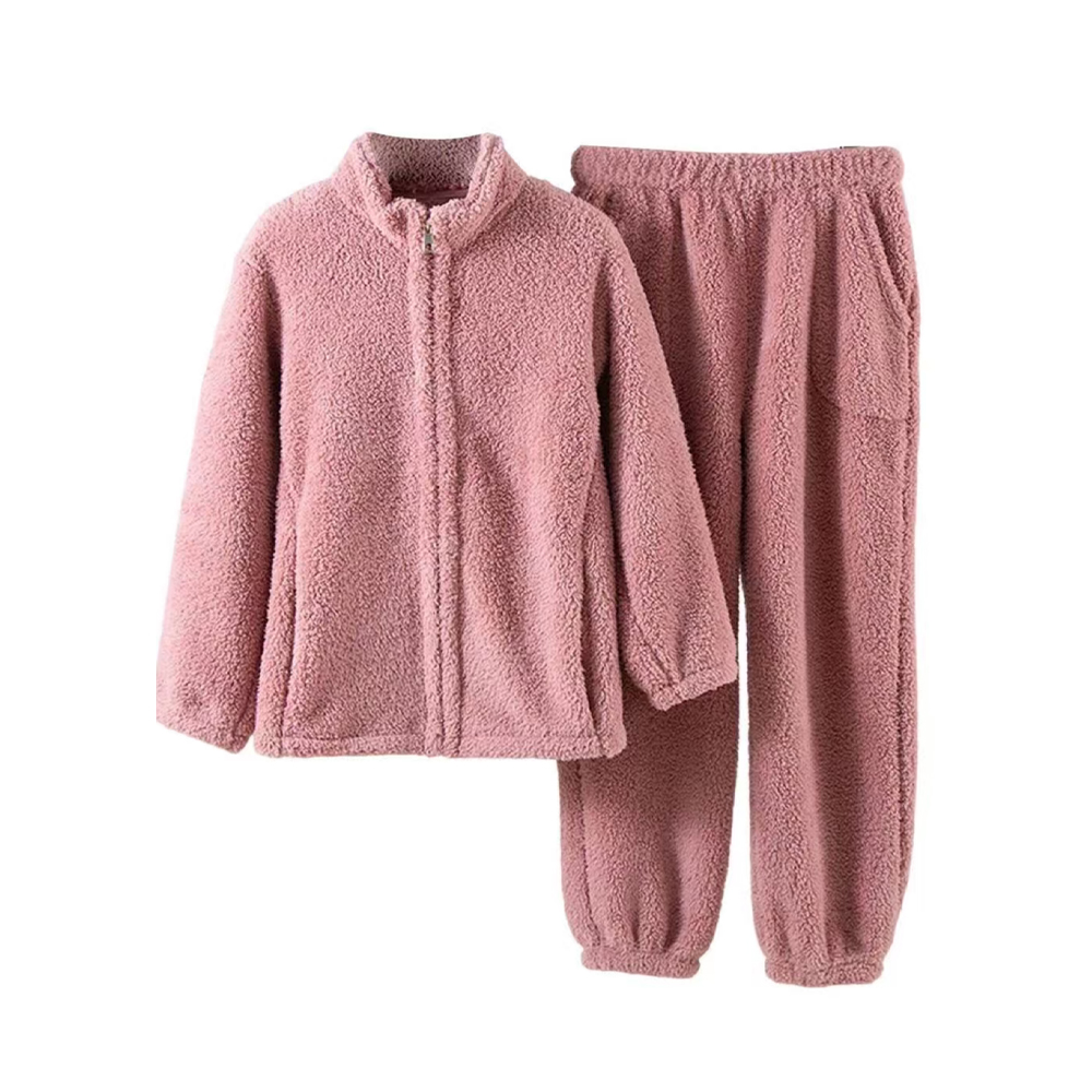 Traje cálido para el hogar con polar coral para mujer
