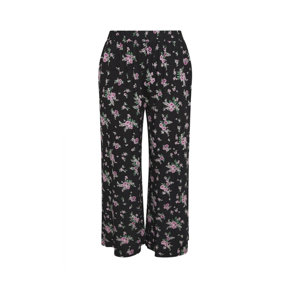 Pantalones de pierna ancha con estampado floral de algodón orgánico para mujer