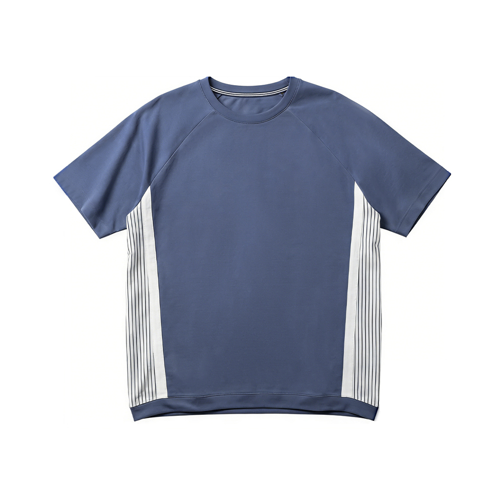 Camiseta de manga corta de algodón combinado con estampado sólido para hombre