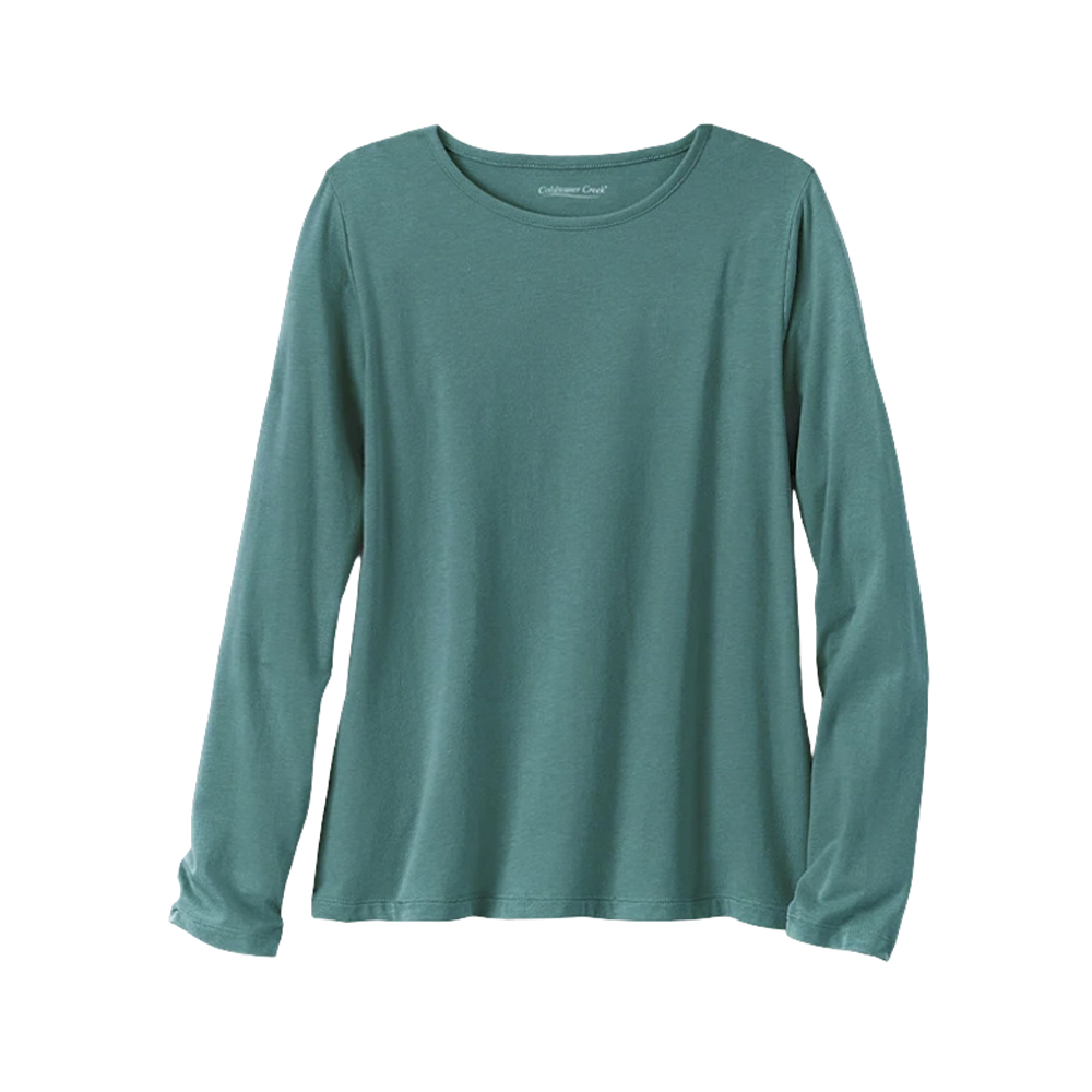 Camiseta cómoda de manga larga con cuello cruzado para mujer